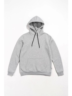 Janes Kadın Uzun Kol Kapşonlu Basic Sweatshirt Hoodie - Gri