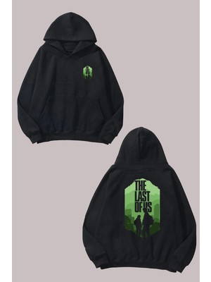 The Wert Unisex The Last Of Us Tasarım Ön Arka Baskılı Normal Kalıp Siyah Sweatshirt