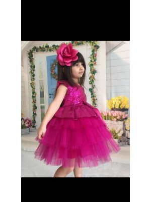 Kız Çocuk Fuşya Abiye Elbise