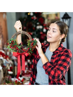 Kokina Yılbaşı Çiçeği, Yapay Çam Kozalaklı Kokina Demeti, Karlı Yeniyıl Süsü, 15 cm - 1 Adet