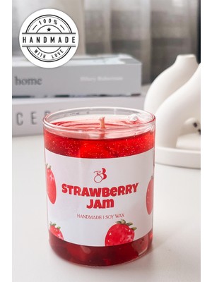 Bliss Beam Candle Decoration Çilek Kokulu El Yapımı Çilek Reçeli Dekorasyon Jel Mum