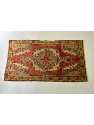 127X223CM Antik Uşak Halısı El Dokuma Canlı Renkli Dekoratif Ender Kilim