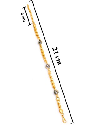 Altın Kaplama Nazar Boncuklu Halep Zincirli Bileklik BLK-203