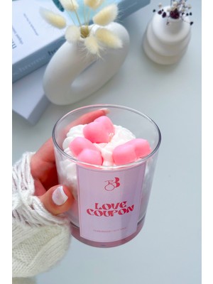 Bliss Beam Candle Decoration Gardenya Kokulu Doğal El Yapımı Pembe Kalpli Dekorasyon Soya Mumu