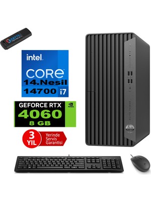 Hp Elite Tower 800 G9 Intel Core I7 14700 96GB Ddr5 2tb HDD + 1tb SSD M.2 Nvme Geforce RTX4060 8gb Windows 11 Pro Masaüstü Bilgisayar 999Z5ET22 + Zetta Flash Bellek