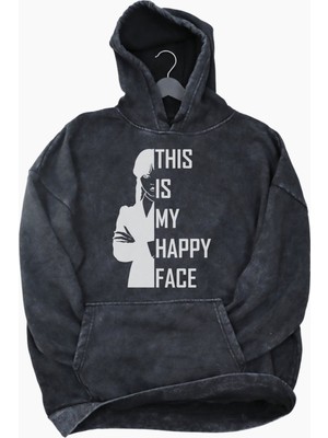 Fuddy Moda Unisex Wednesday Baskılı Kapüşonlu Yıkamalı Sweatshirt, Oversize Dizi Karakter Baskılı Retro Hoodie