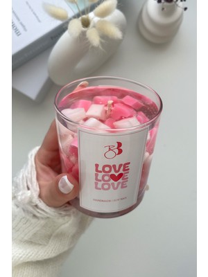 Bliss Beam Candle Decoration Aşk Büyüsü Kokulu El Yapımı Pembe Kalpli Dekorasyon Jel Mumu