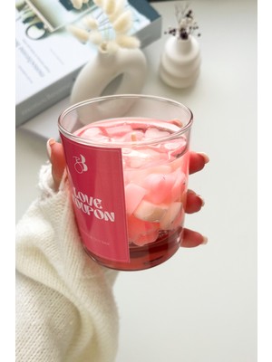 Bliss Beam Candle Decoration Çiçek Kokulu El Yapımı Açık Pembe Kalpli Dekorasyon Jel Mumu