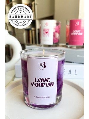 Bliss Beam Candle Decoration Tropikal Kokulu El Yapımı Mor Kalpli Dekorasyon Jel Mumu