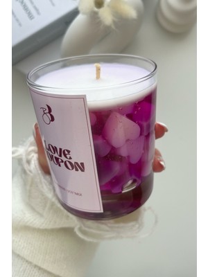 Bliss Beam Candle Decoration Tropikal Kokulu El Yapımı Mor Kalpli Dekorasyon Jel Mumu