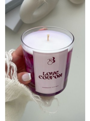 Bliss Beam Candle Decoration Tropikal Kokulu El Yapımı Mor Kalpli Dekorasyon Jel Mumu