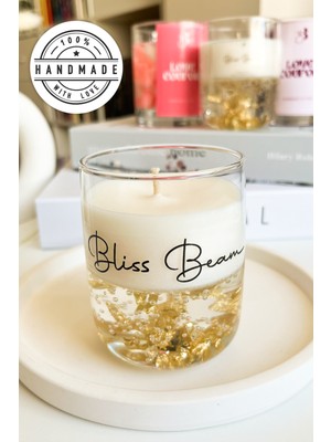 Bliss Beam Candle Decoration Vanilya Kokulu Doğal El Yapımı Altın Varaklı Dekorasyon Soya Mumu