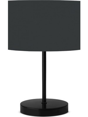 Art&gift Neva Siyah Metal Ayaklı Modern Abajur Silindir Antrasit Kumaş Başlık