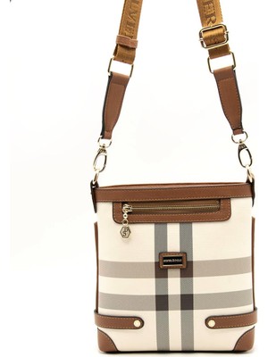 Silver & Polo Krem - Taba SP1120 Kadın Çapraz Çanta