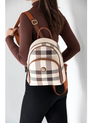 Silver & Polo Krem - Taba SP1062 Kadın Sırt Çantası