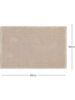 Ocean Home Textile Yıkanabilir Pamuklu Bej Renk Buklet Banyo Paspası 60 x 90 cm