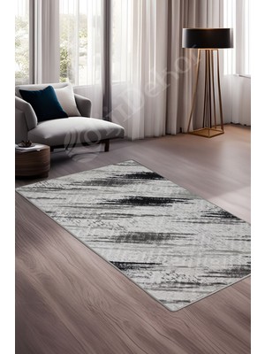 Diji Dekor Halı Siyah  Karo Desenli Yıkanabilir Kesme Ince Yolluk Kilim Salon Halısı Modelleri