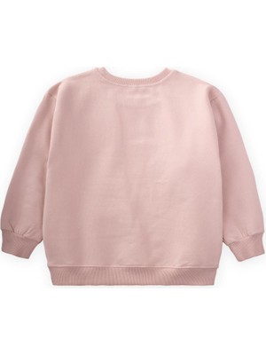 Cigit Aplikeli Kız Sweatshirt 2-10 Yaş Pudra Pembe