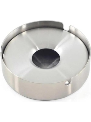 Külü ve Izmariti Gizleyen Rüzgardan Etkilenmeyen Küllük Kapaklı Yuvarlak Paslanmaz Çelik Silver