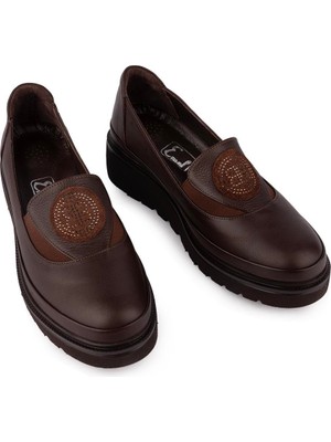 Emel Ayakkabı Modern Rahat Ortopedik Hafif Taban Ayakkabı Kahve Kışlık 3536