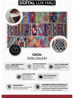 Diji Dekor Halı Gri  Köln Yıkanabilir Yuvarlak Kesme Ince Yolluk Kilim Salon Halısı Modelleri