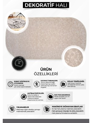 Diji Dekor Halı Vizon Elit Yıkanabilir Saçaklı Kaymaz Kesme Ince Yolluk Kilim Salon Halısı Modelleri