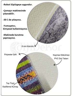 Diji Dekor Halı Siyah  K1310 Yıkanabilir Oval Kesme Ince Yolluk Kilim Salon Halısı Modelleri