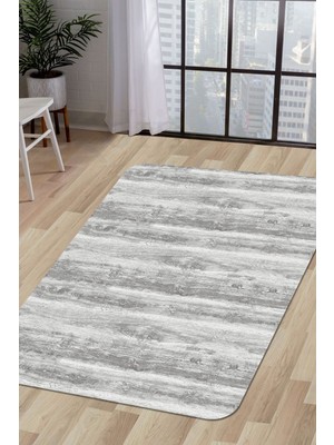 Diji Dekor Halı Gri  KY7056 Yıkanabilir Saçaksız Kesme Ince Yolluk Kilim Salon Halısı Modelleri