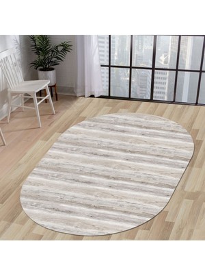 Diji Dekor  Halı Vizon  KY7055 Yıkanabilir Oval Kesme Ince Yolluk Kilim