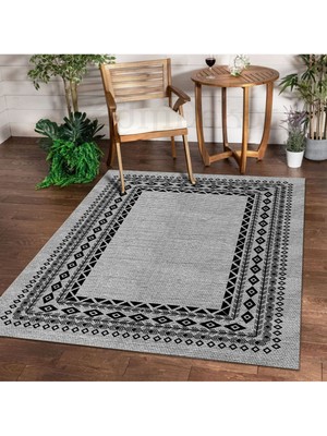 Diji Dekor Halı Gri O22136 Yıkanabilir Saçaksız Ince Yolluk Kilim