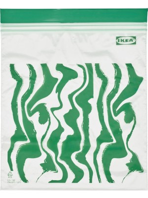 IKEA "lotr®" Istad Kilitlenebilir Buzdolabı Poşeti, Desenli-Parlak Yeşil, 2.5 Lt, 20 Adet