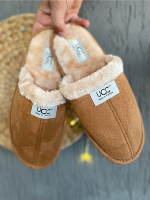 Lurji Kadın İçi Kürklü Ev Terliği Taba Renk Misafir Terliği Konforlu Kullanım Alanı