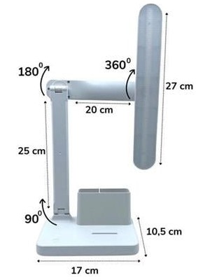 Özel Göz Korumalı LED Ampül, Kalemlikli, USB Şarjlı, Dokunmatik ve 3 Kademeli 180 Derece Dönebilen Masa Lambası
