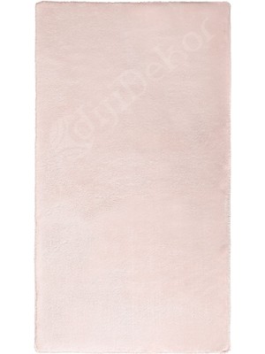 Diji Dekor Peluş Halı Pembe Düz Desenli Yıkanabilir Post Yolluk Kilim