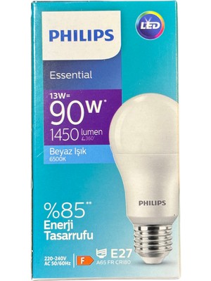 Philips 13W (90W) 6500K (Beyaz Işık) E27 Duylu Klasik LED Ampul (2 Adet)