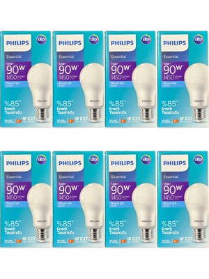 Philips 13W (90W) 6500K (Beyaz Işık) E27 Duylu Klasik LED Ampul (8 Adet)