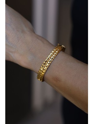 Yenigün Kuyumculuk 14 Ayar Altın 2 Sıra Üçlü Burgu Kelepçe