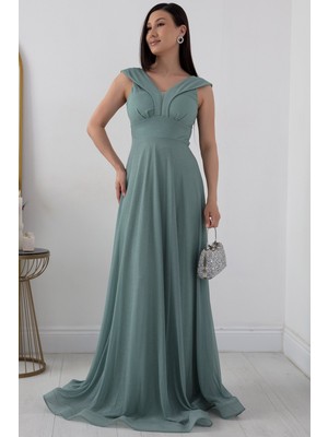 Simli Tül Uzun Abiye Elbise 13280