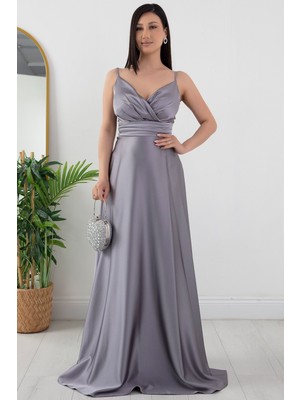 Saten Askılı Elbise 13384