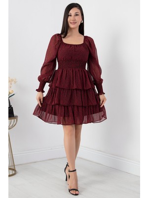 Çiçekli Kat Kat Şifon Elbise 793-2831-2