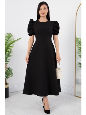 Balon Kol Atlas Elbise DKS985