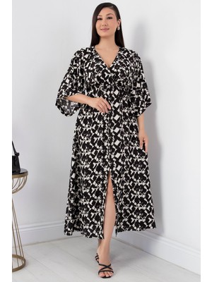 Kruvaze Yaka Viskon Elbise VRN7625