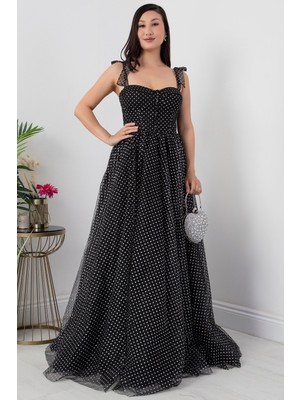 Askılı Simli Tül Elbise ECR5331