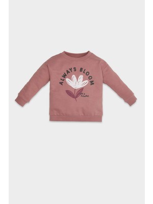 DeFacto Kız Bebek Regular Fit Bisiklet Yaka Çiçekli Sweatshirt Kumaşı Sweatshirt D1663A524WN