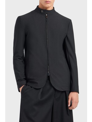 Emporio Armani 3D Efektli Regular Fit Çift Fermuarlı Düğmeli Dik Yaka Erkek Ceket EM000143 TE11109 UC001