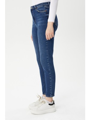Twister Mila 9444-01 (9444-13) Dark Blue Likralı Toparlayıcı Kumaş Dar Kesim Kadın Kot Pantolon Mavi