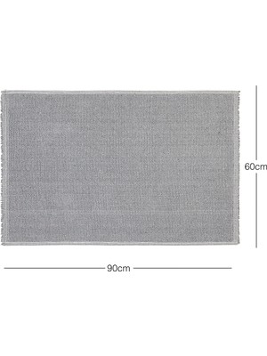 Ocean Home Textile Yıkanabilir Pamuklu Gri Renk Buklet Banyo Paspası 60 x 90 cm