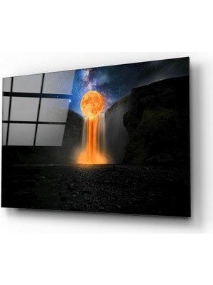 Barel Storm Eriyen Ay Manzarası Cam Tablo |  Dekoratif, Ofis, Mutfak