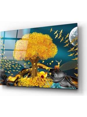 Barel Storm Gold Manzara Cam Tablo |  Dekoratif, Ofis, Mutfak