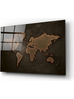 Barel Storm Dünya Haritası Cam Tablo |  Dekoratif, Ofis, Mutfak